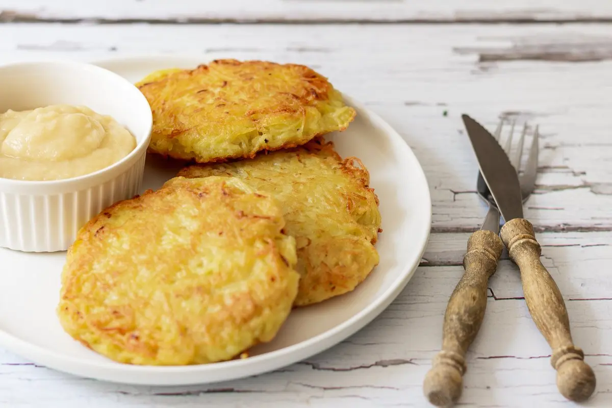 German potato pancakes with apple sauce