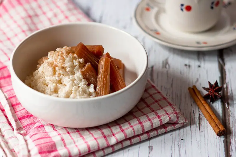 Rice Pudding with Poached Rhubarb