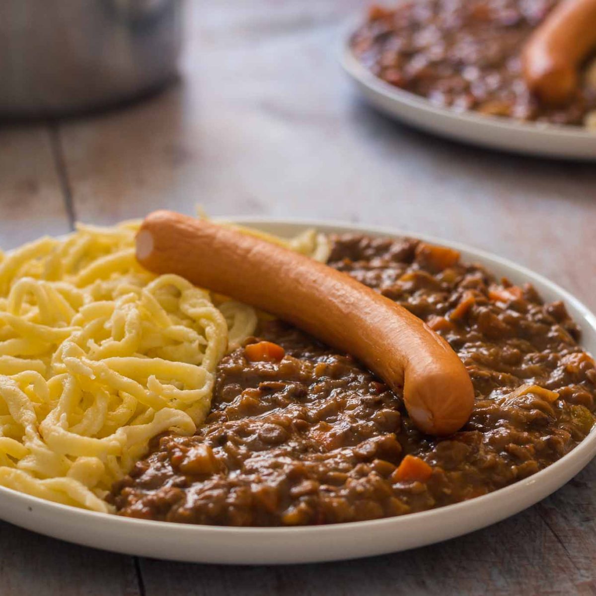 Lentil Stew with Spaetzle ('Linsen mit Spätzle')