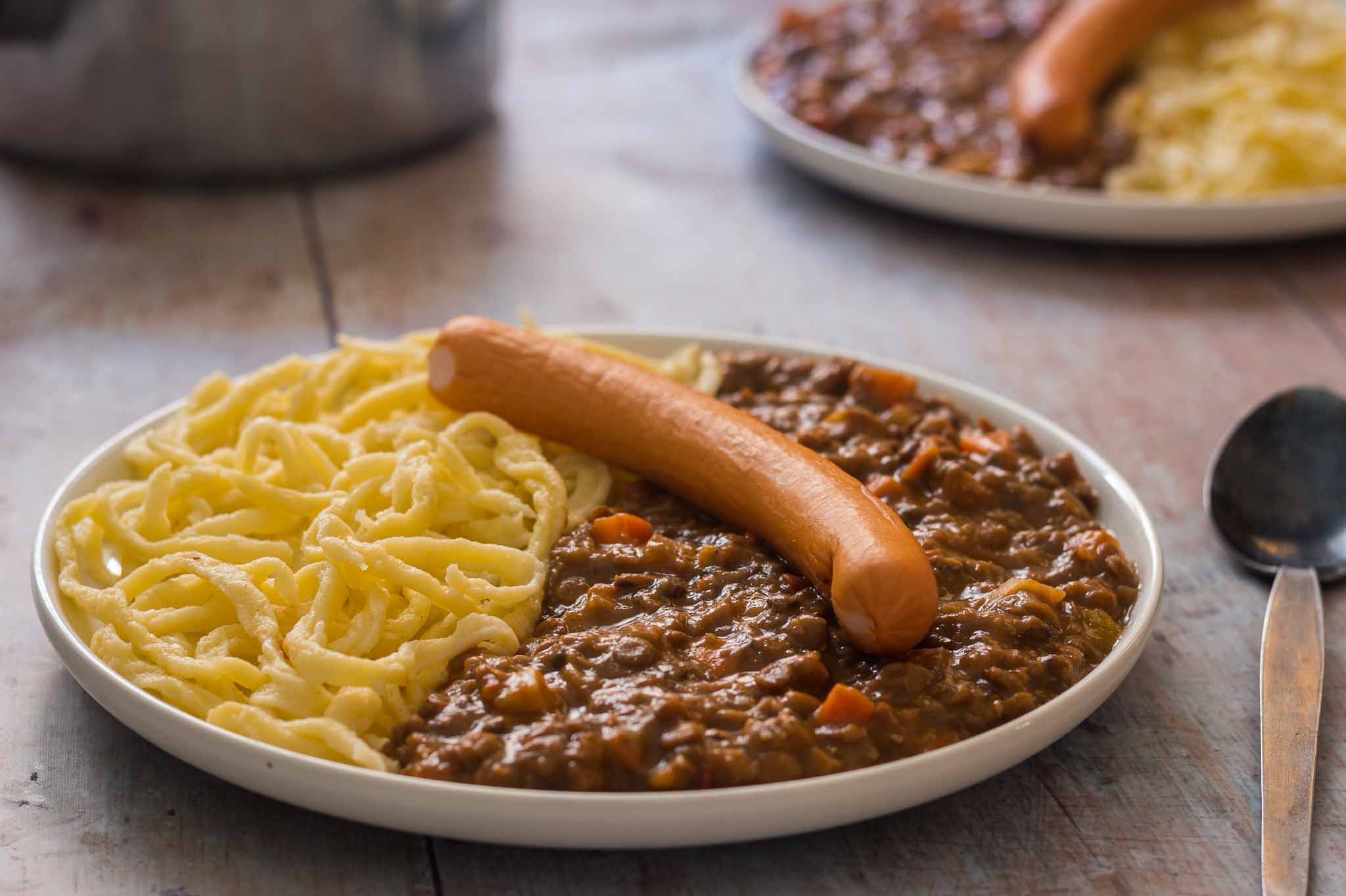 Lentil stew with spaetzle