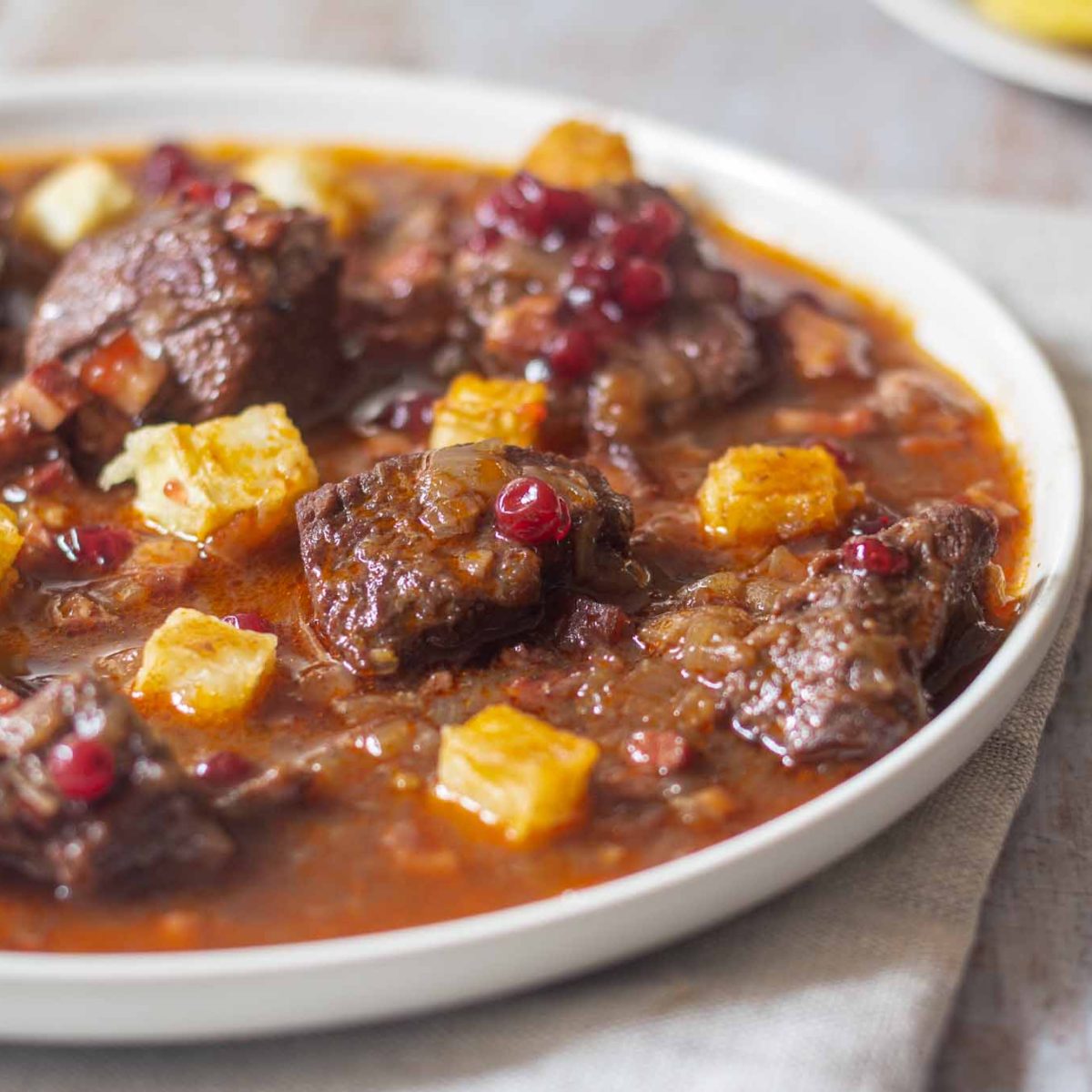 Venison stew ('Hirschgulasch')