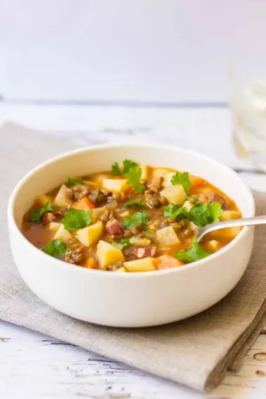 Lentil stew with bacon