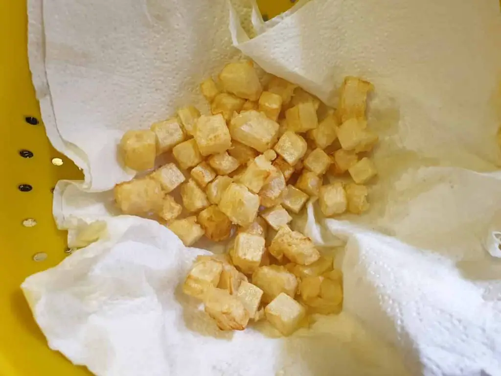 Fried celeriac pieces