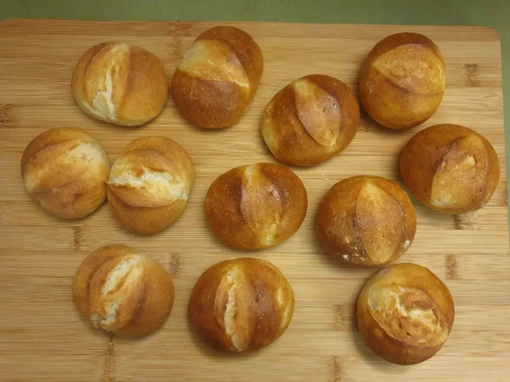 German bread rolls after baking.