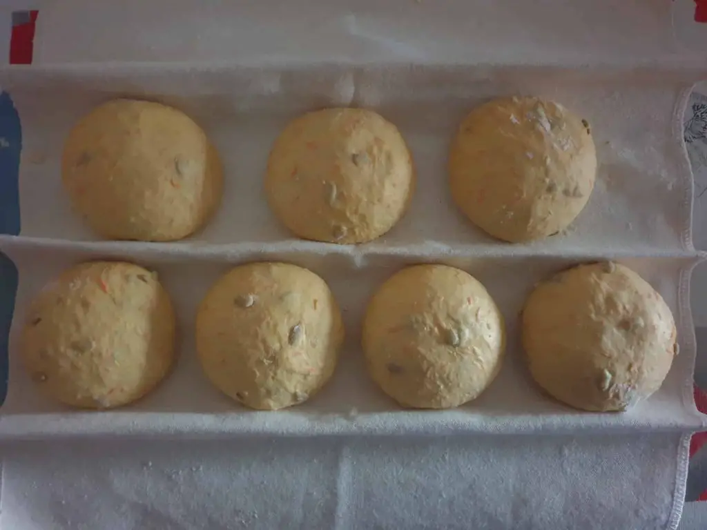 Bread rolls after proofing
