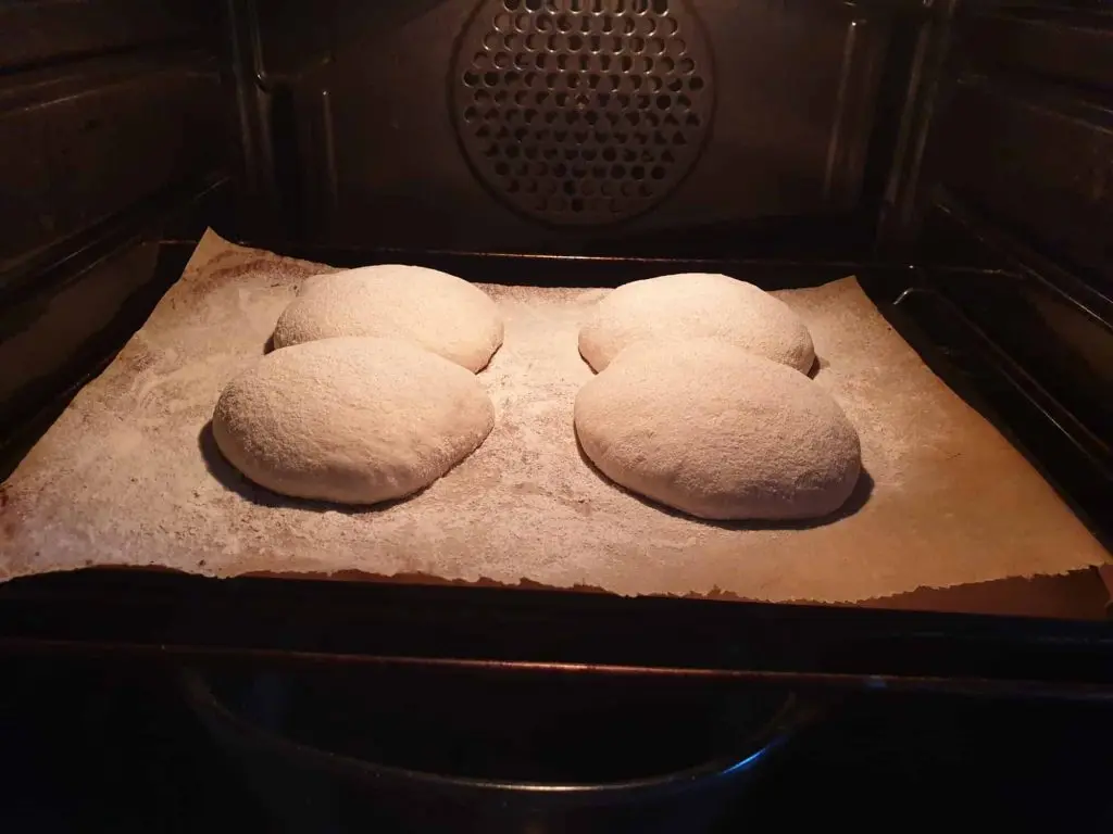 Sourdough bread rolls in the oven