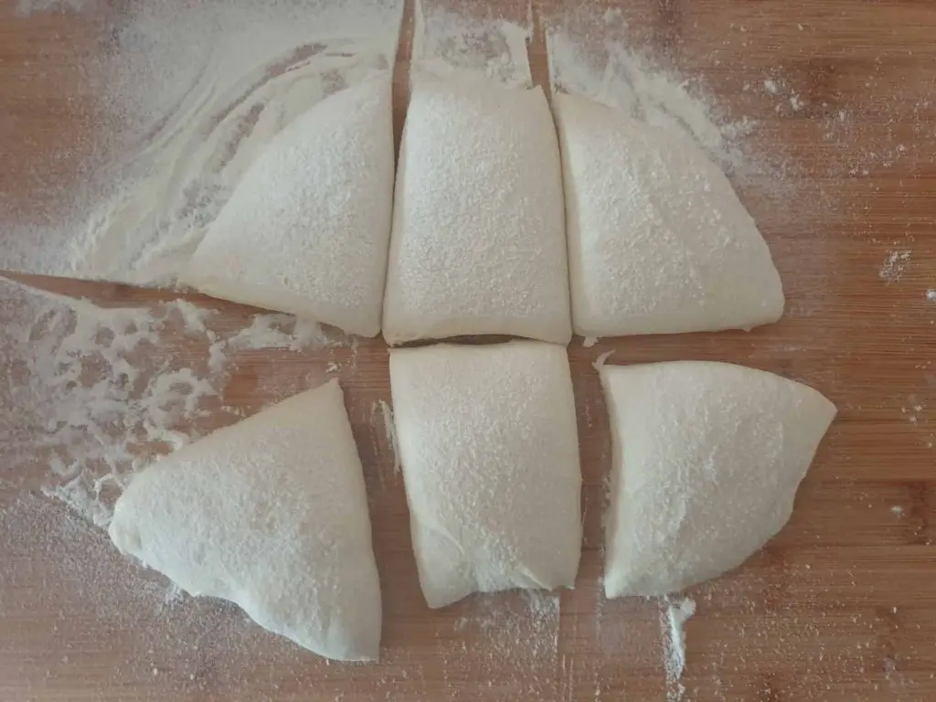Ciabatta rolls cut into pieces
