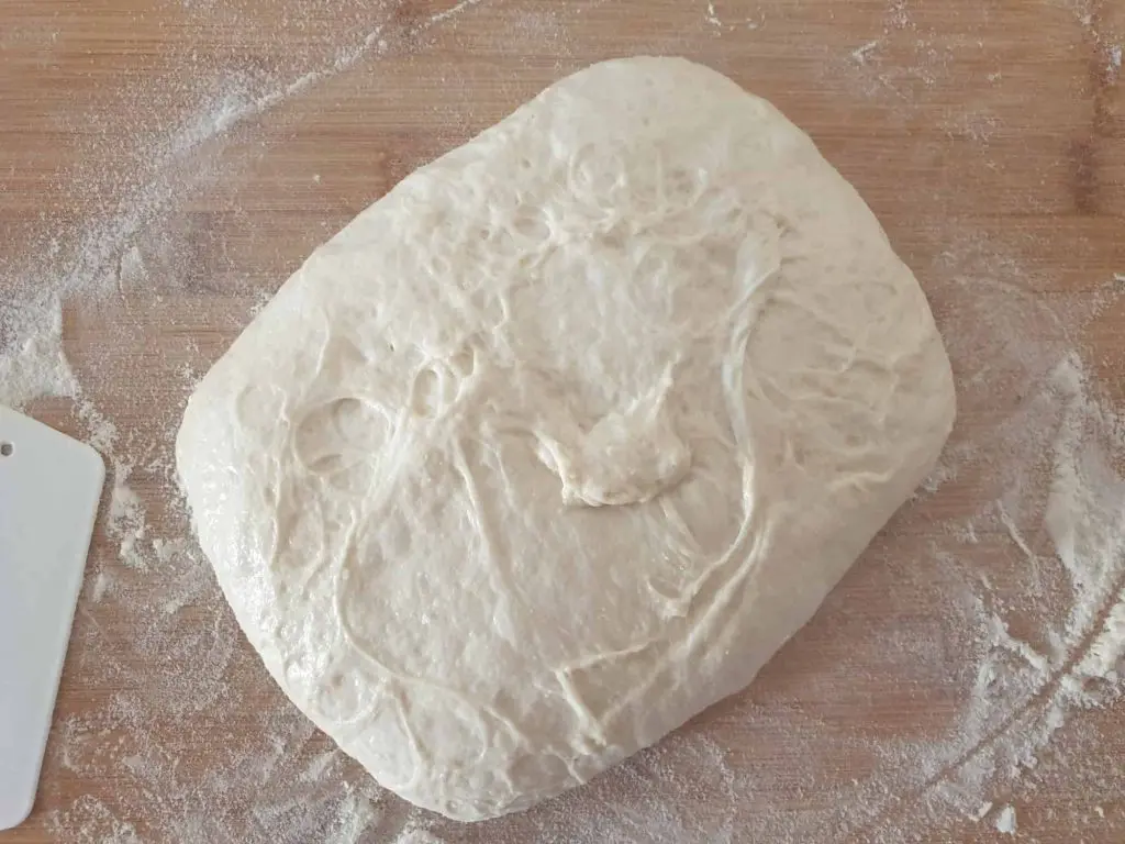 Dough after proofing and before cutting