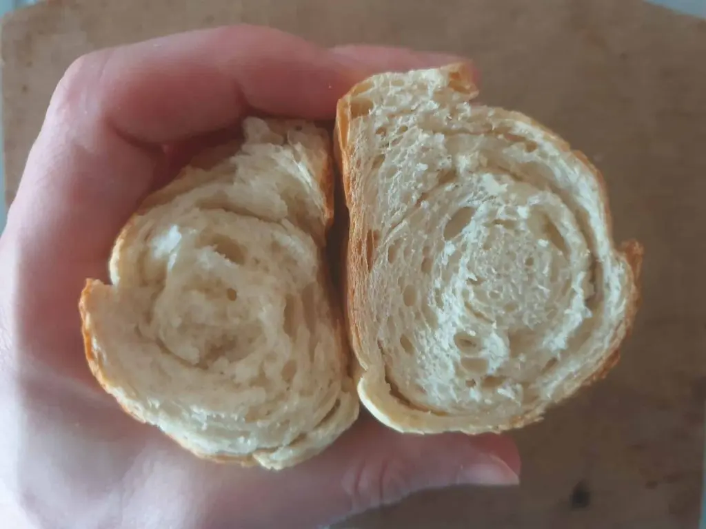 Sandwich roll crumb from side