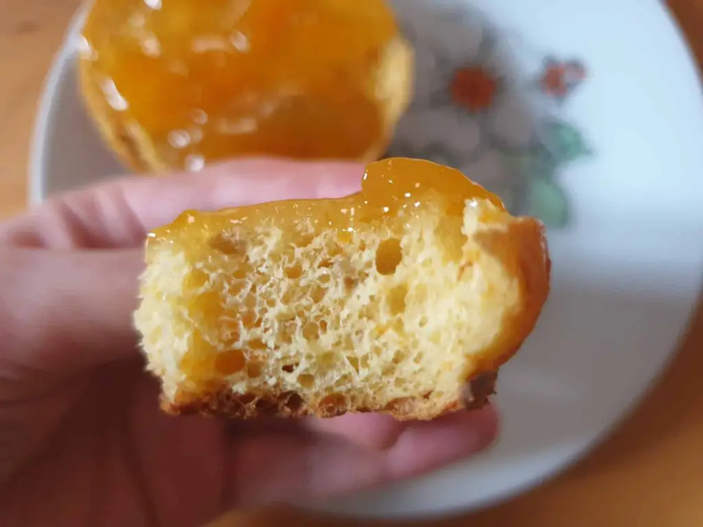 Fluffy crumb of the bread rolls