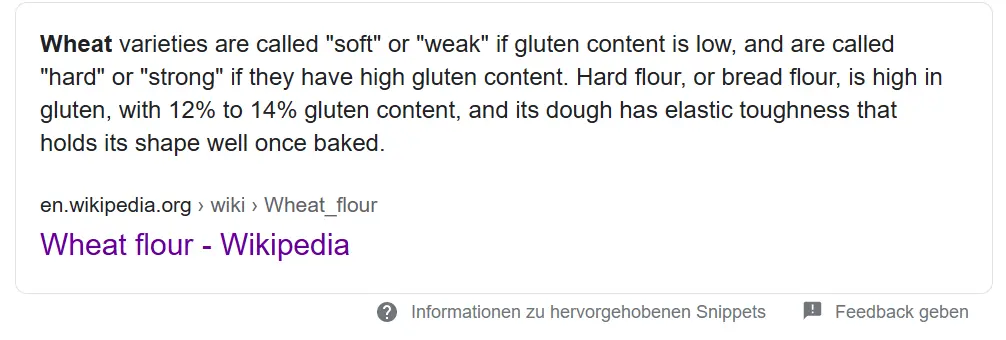 wikipedia definition of strong flour