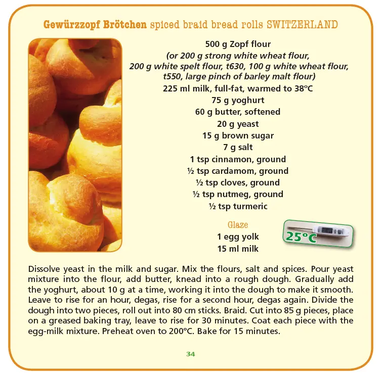 Original recipe for spiced braided bread rolls