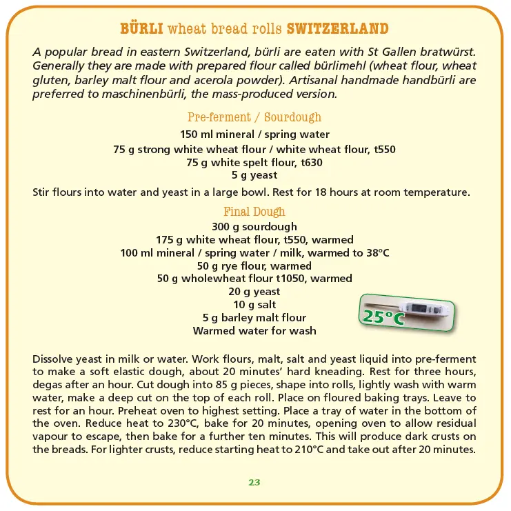 Original recipe for swiss sourdough bread rolls (Bürli)