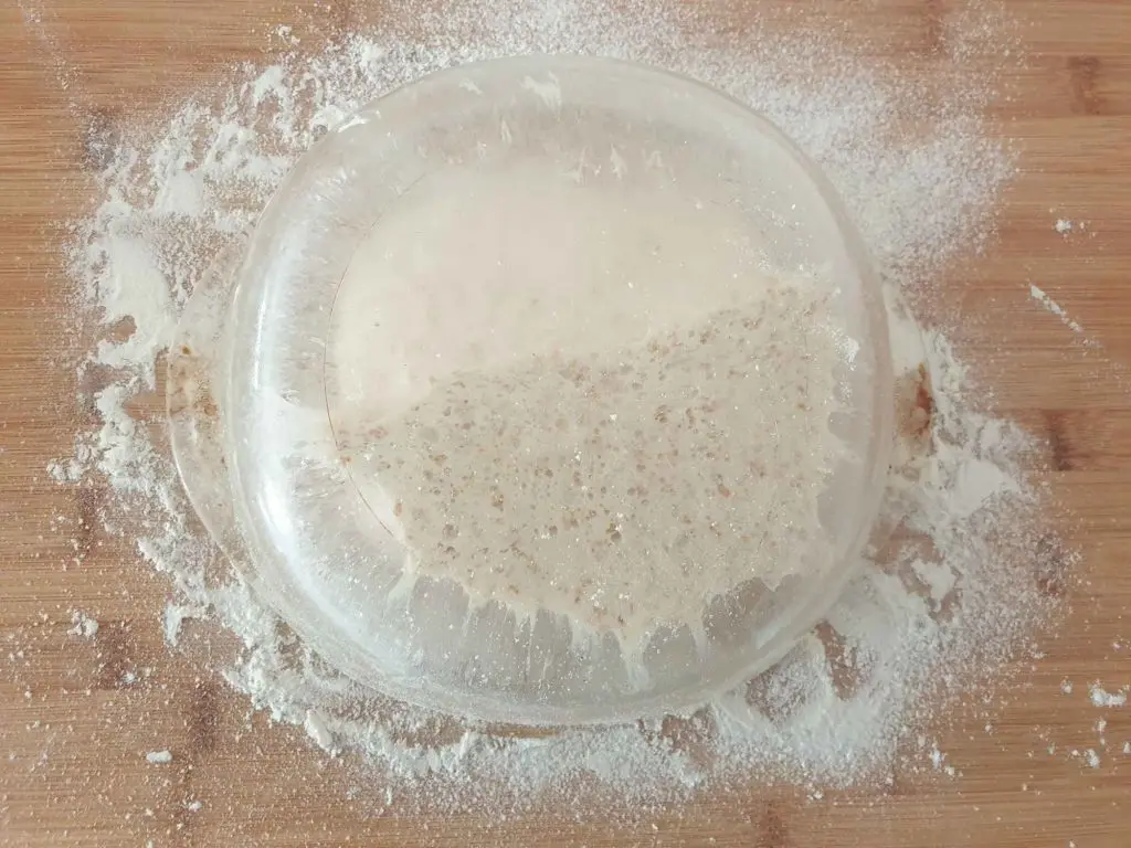 Inverting the dough onto work surface
