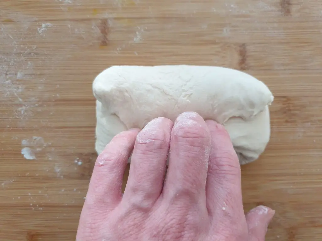 Pinching down the dough