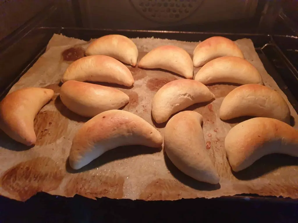 Latvian Pork Stuffed buns in oven