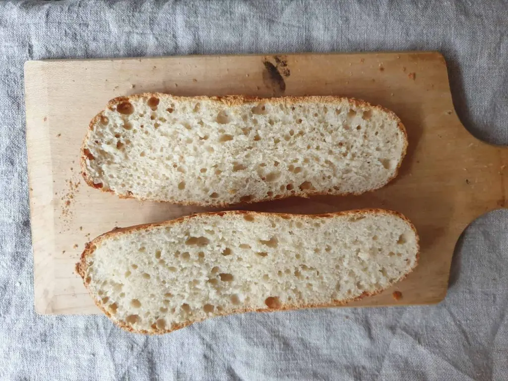 Fluffy open crumb of the breadsticks