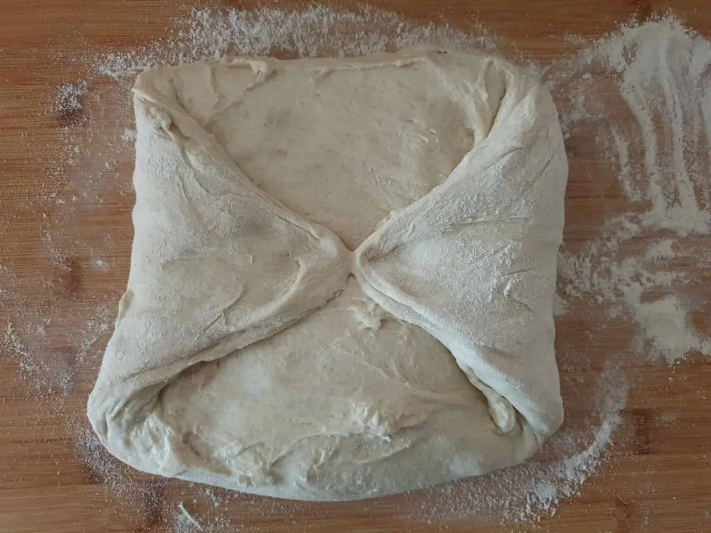 Folding the dough inwards