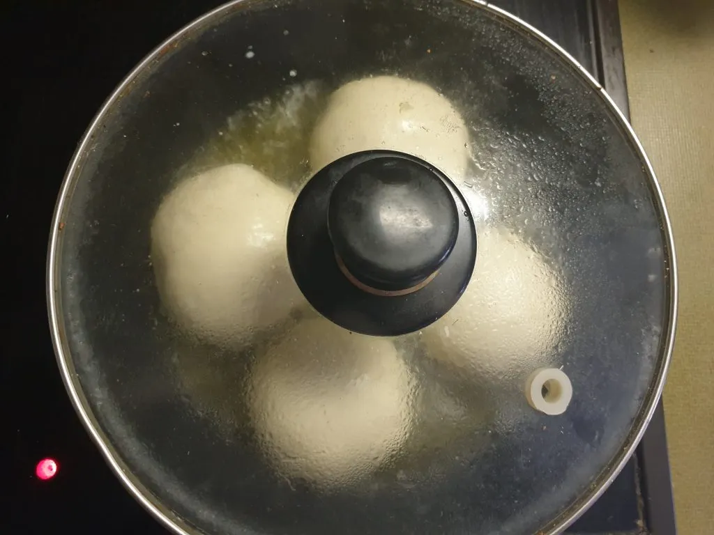 Buns during steaming