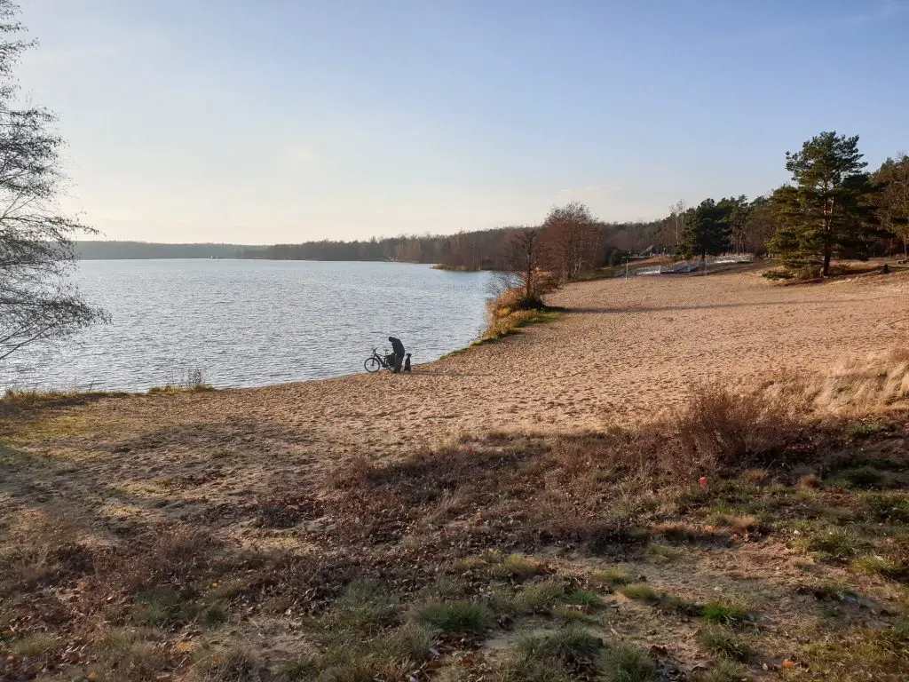 Lake Bergwitz: Beach at sunset