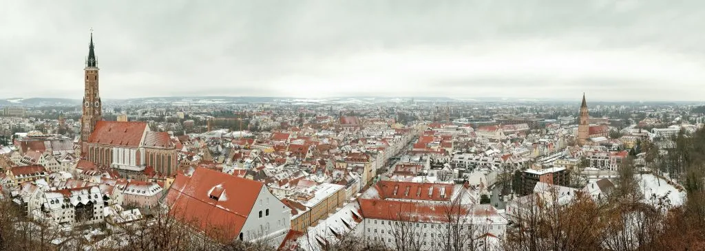 Scenic winter view of Landshut